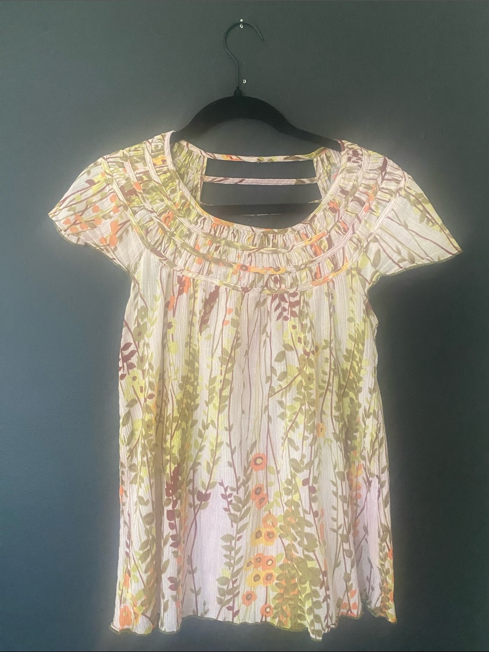 Free People Floral Short Sleeve Tunic - Multi Colored